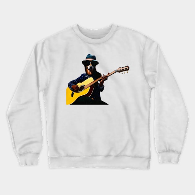 Coolest Dog playing guitar Crewneck Sweatshirt by ThePawPrintShoppe